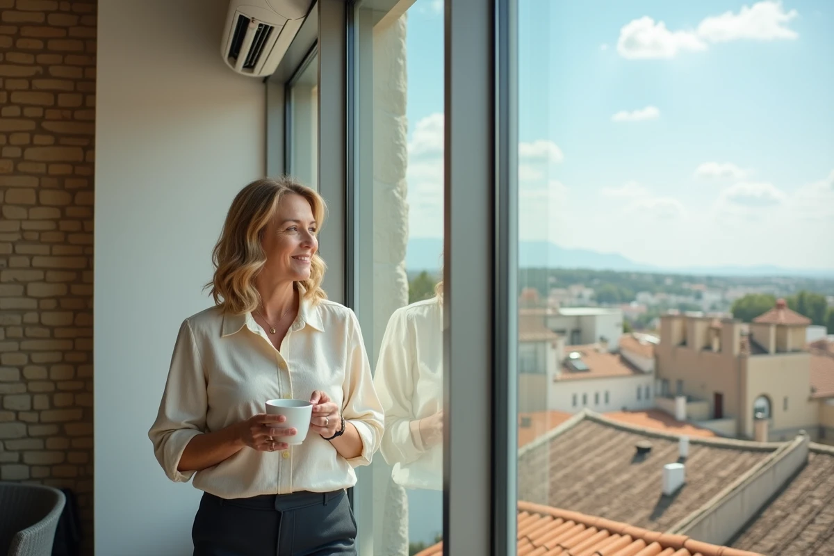 Femme sirotant un café près d
