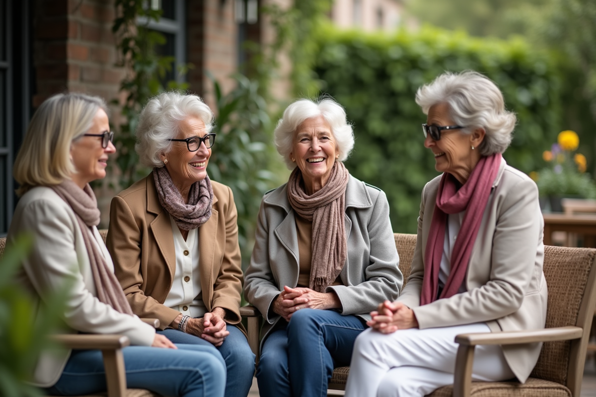 Femmes dans la terrasse discutant en tenues décontractées