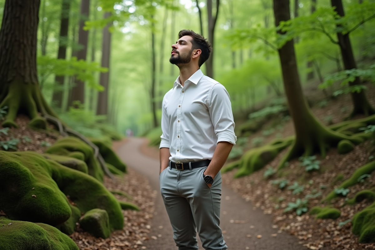 Jeune homme en pleine nature lors d
