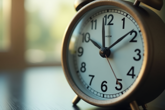 Gros plan d'une horloge analogique avec le second en mouvement