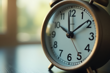 Gros plan d'une horloge analogique avec le second en mouvement