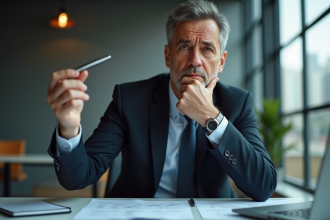 Investisseur homme d'affaires réfléchi au bureau